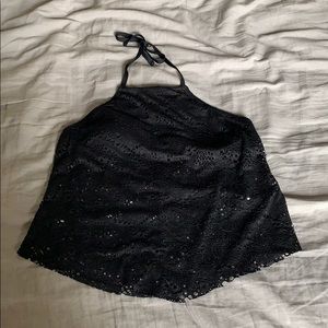 Black Halter Tankini Top XL